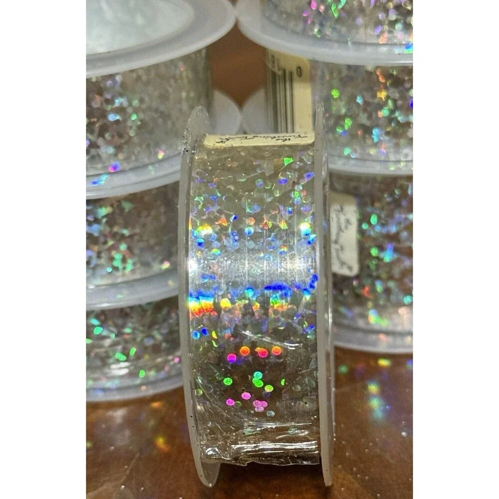 VTG American Greetings Silver Prismatic Ribbon 8 pc Holographic USA Made NOS NWT
